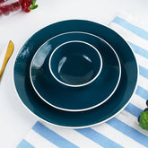 Deep Blue Ceramic Dinnerware - Set of 3
